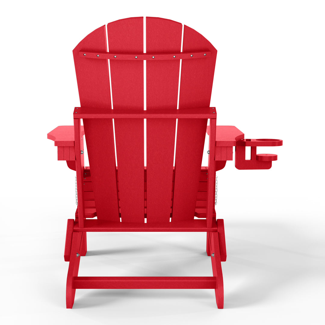 Malibu Folding Adjustable Adirondack Chair with Retractable Ottoman and Cup Holder (Set of 2)