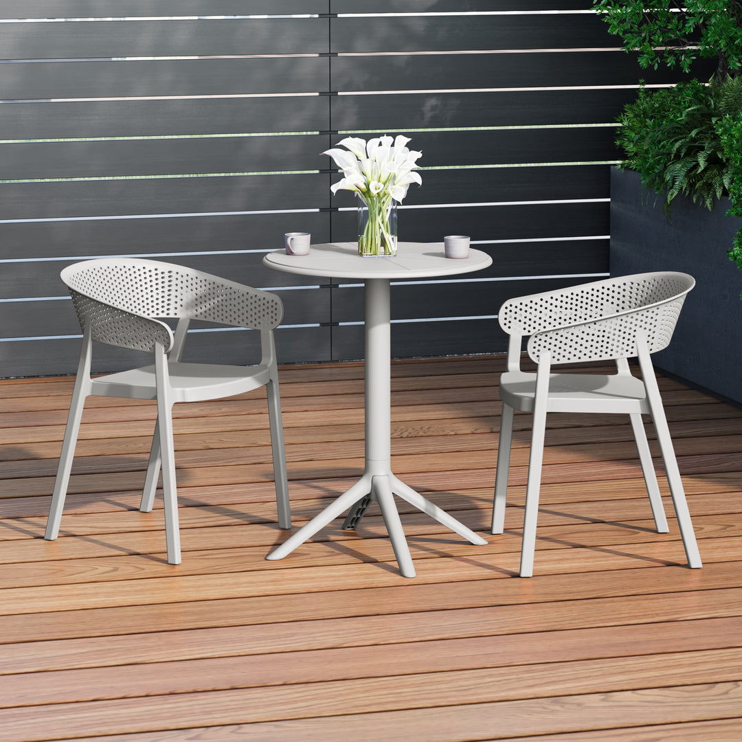 Playa 3-Piece Outdoor Resin Patio Bistro Table Set with Stackable Patio Dining Side Chairs