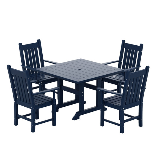Malibu 5 Piece Outdoor Patio Dining Set Outdoor Square Table and Armchair Set