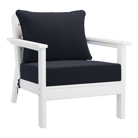 Avalon Outdoor Modern HDPE Patio Club Chairs with Deep Seat Cushions (Set of 2)