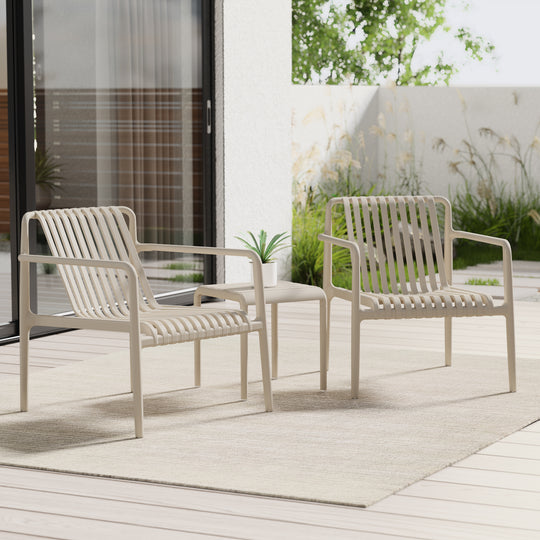 Playa Outdoor Modern Stackable Plastic Patio Club Armchairs (Set of 2)