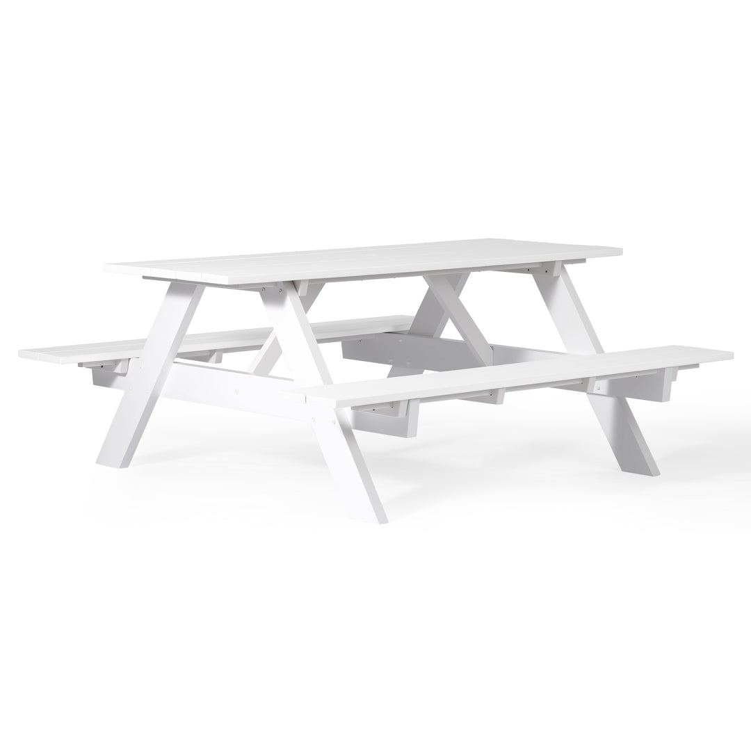 Greenville Outdoor 70" HDPE Plastic Picnic Table Bench With Umbrella Hole