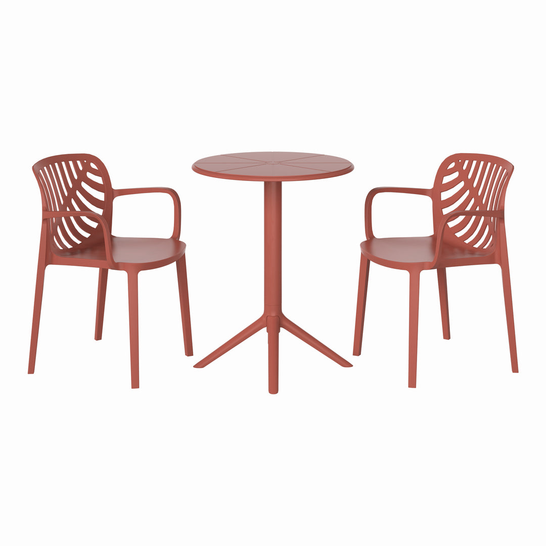 Playa 3-Piece Outdoor Resin Patio Bistro Table Set with Stackable Patio Dining Side Chairs For 2