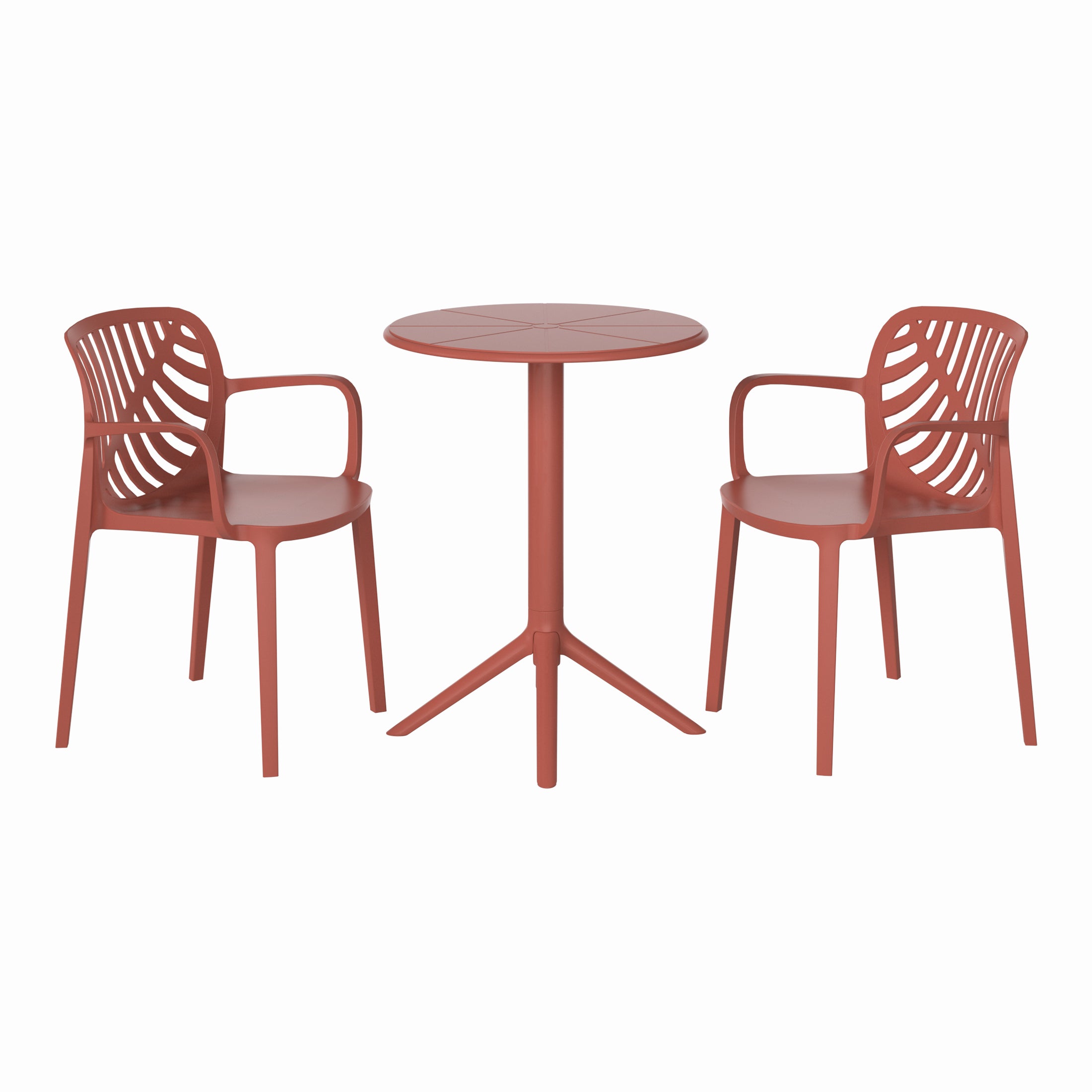 Playa 3-Piece Outdoor Resin Patio Bistro Table Set with Stackable Patio Dining Side Chairs For 2