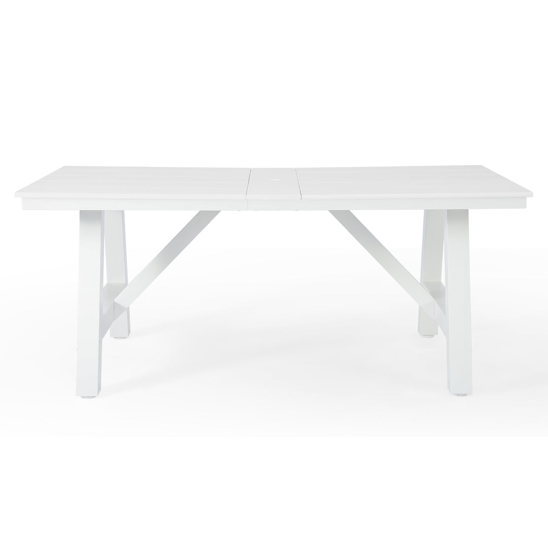 Cape May 72" HDPE Rectangle Outdoor Patio Dining Table With Umbrella Hole and Metal Frame