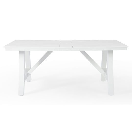 Cape May 72" HDPE Rectangle Outdoor Patio Dining Table With Umbrella Hole and Metal Frame