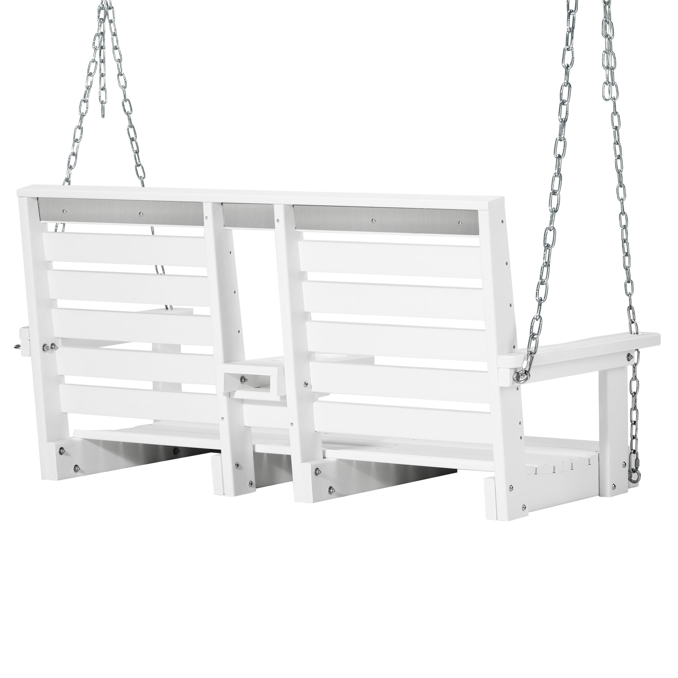 St Charles Outdoor HDPE 54" Front Hanging Porch Swing Bench With Cupholders