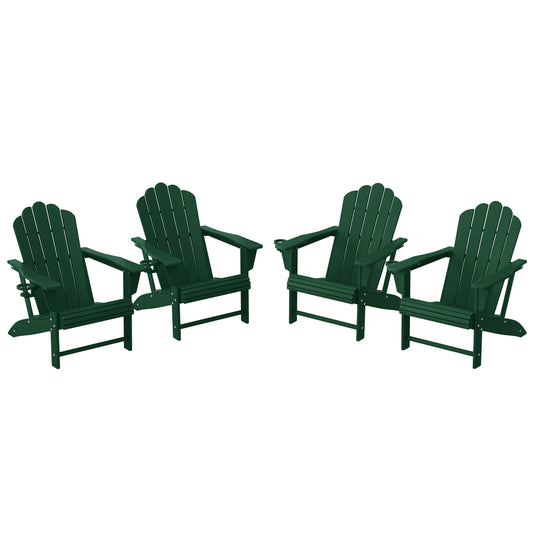 Highland Outdoor Patio HDPE Adirondack Chairs With Cup Holders (Set of 4)