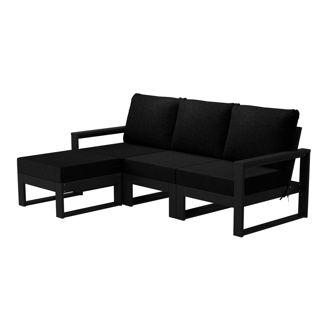 Montara Outdoor 4-Piece HDPE L-Shaped Modular Patio Sofa Furniture Set