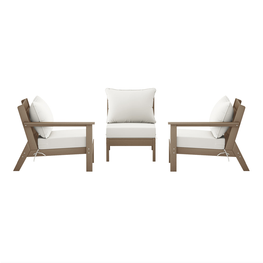 Avalon Outdoor Patio HDPE Sectional Sofa with Patio Cushions