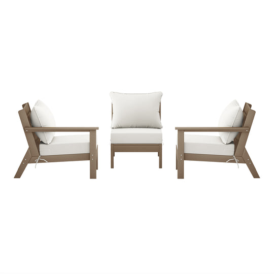 Avalon Outdoor Patio HDPE Sectional Sofa with Patio Cushions