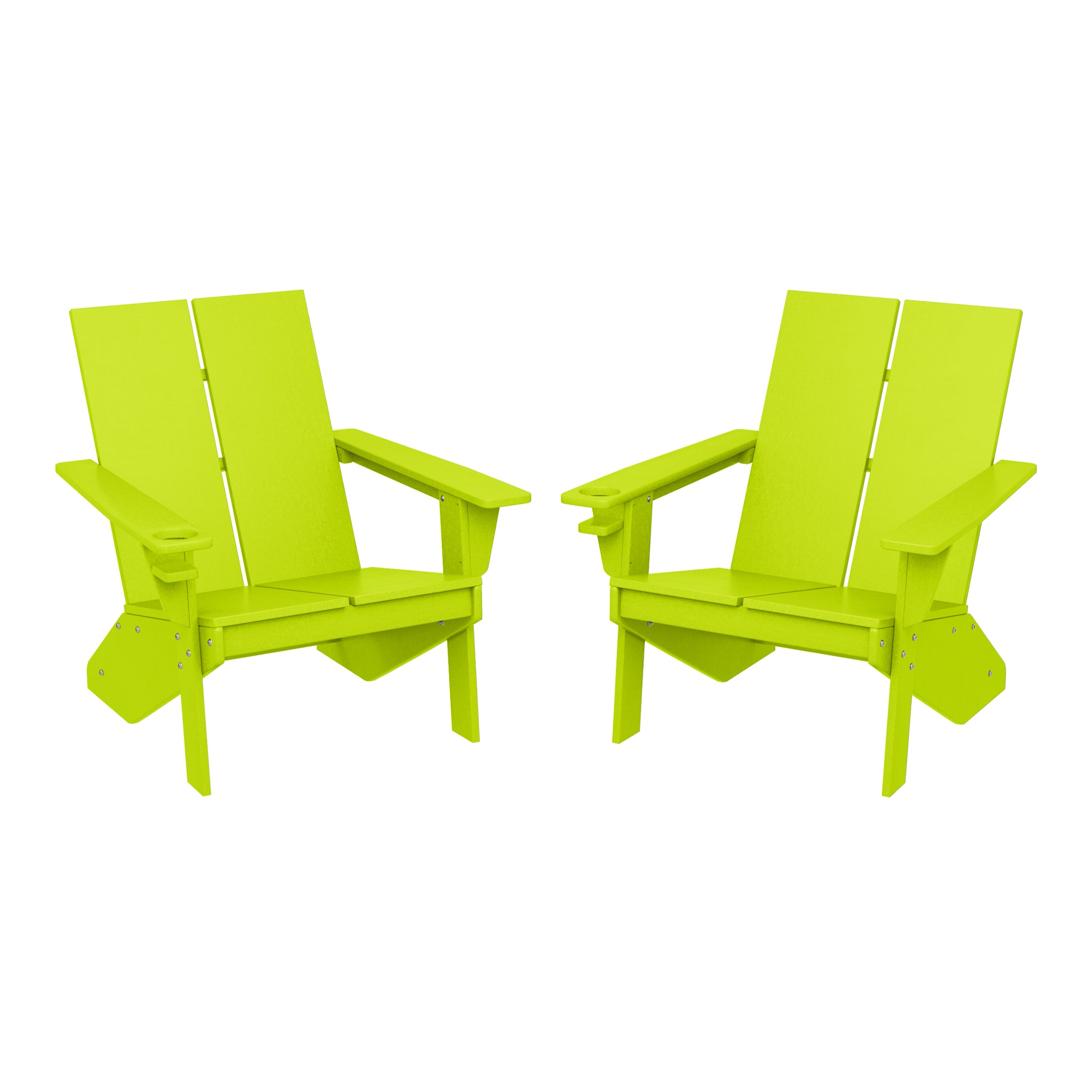 Riviera Outdoor HDPE Modern Adirondack Chair with Cup Holder (Set of 2)