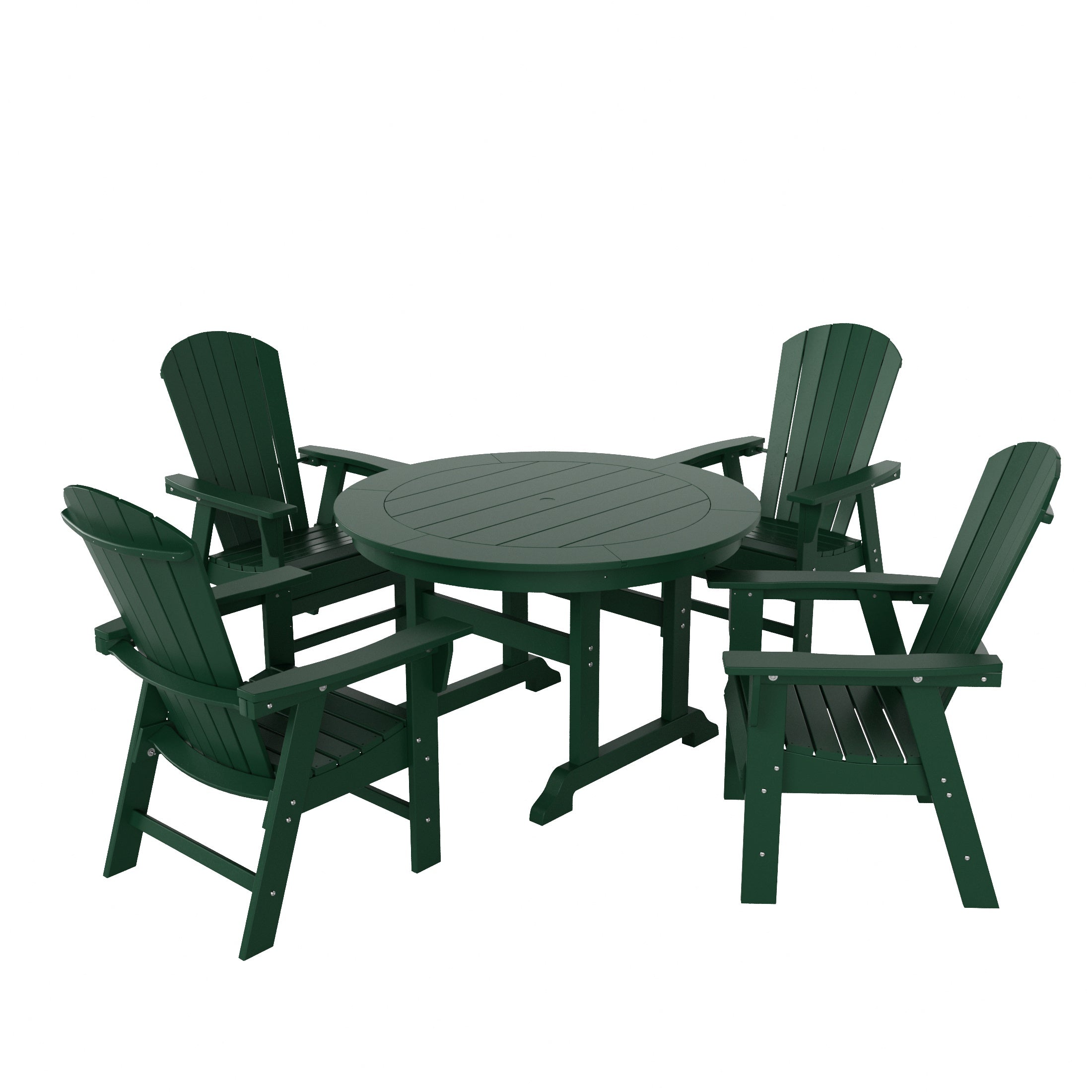 Dylan 5 Piece Outdoor Patio Dining Round Table and Shell Back Armchair Set