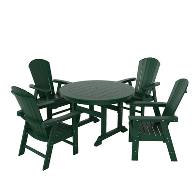 Dylan 5 Piece Outdoor Patio Round Dining Table and Shell Back Armchair Set
