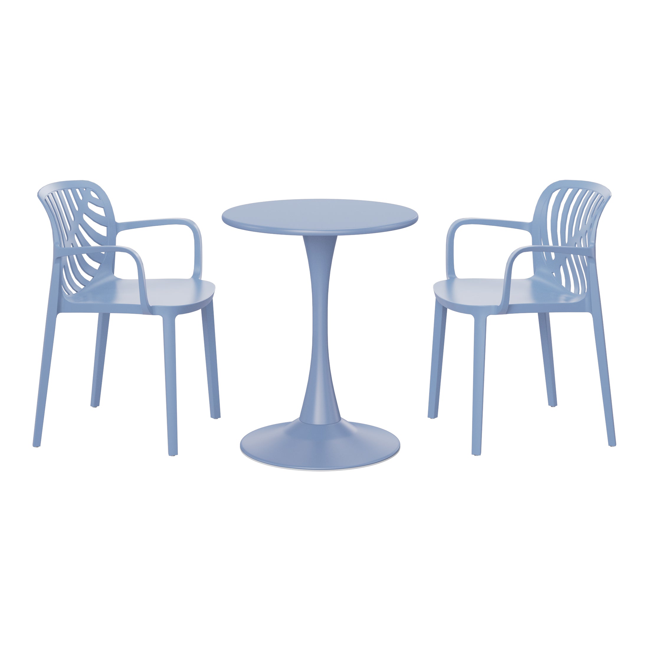 Playa 3-Piece Outdoor Indoor Metal Patio Dining Table Set With Stackable Patio Chairs