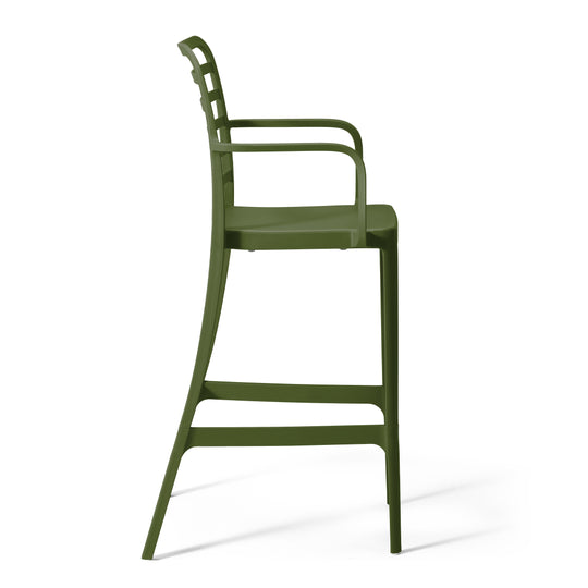 Playa 29.5" Outdoor Polypropylene Plastic Patio Bar Height Stools (Set of 2)