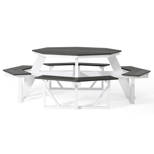 Outdoor 48" HDPE 8-Person Patio Octagon Picnic Table