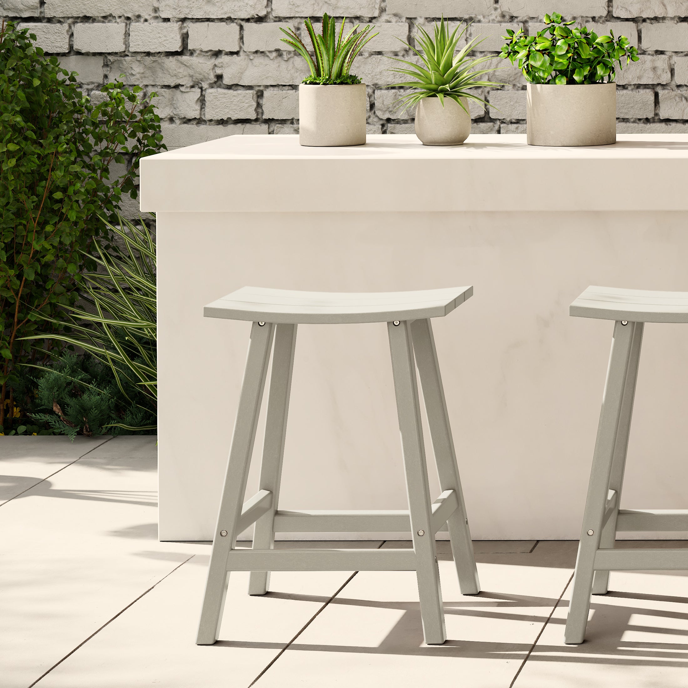 Malibu 24" HDPE Outdoor Patio Counter Height Bar Stool