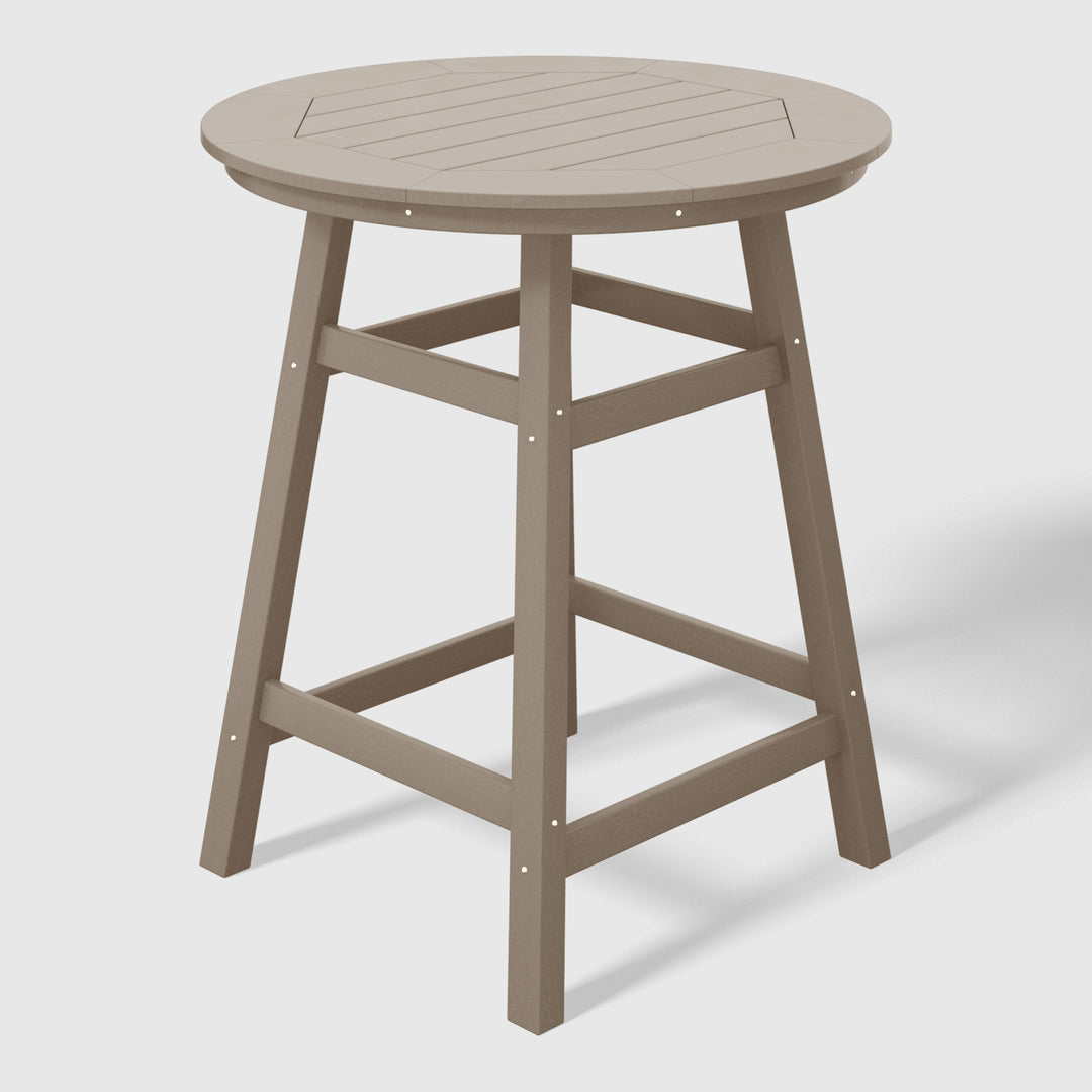 Malibu 5-Piece HDPE Outdoor Patio Dining Bar Bistro Table Set with Counter High Round Bar Stools