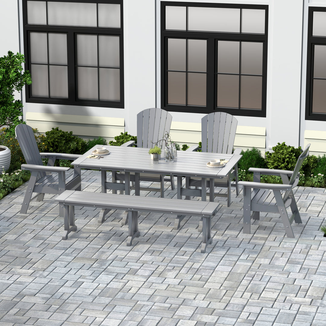 Dylan 6 Piece Outdoor Patio Dining Table and Armchair Dining Bench Set
