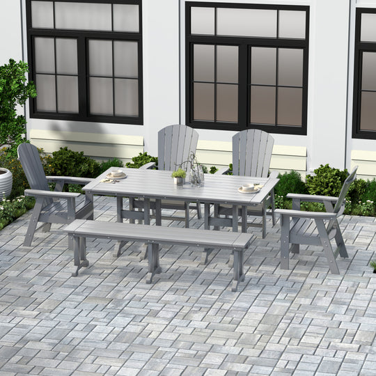 Dylan 6 Piece Outdoor Patio Dining Table and Armchair Dining Bench Set