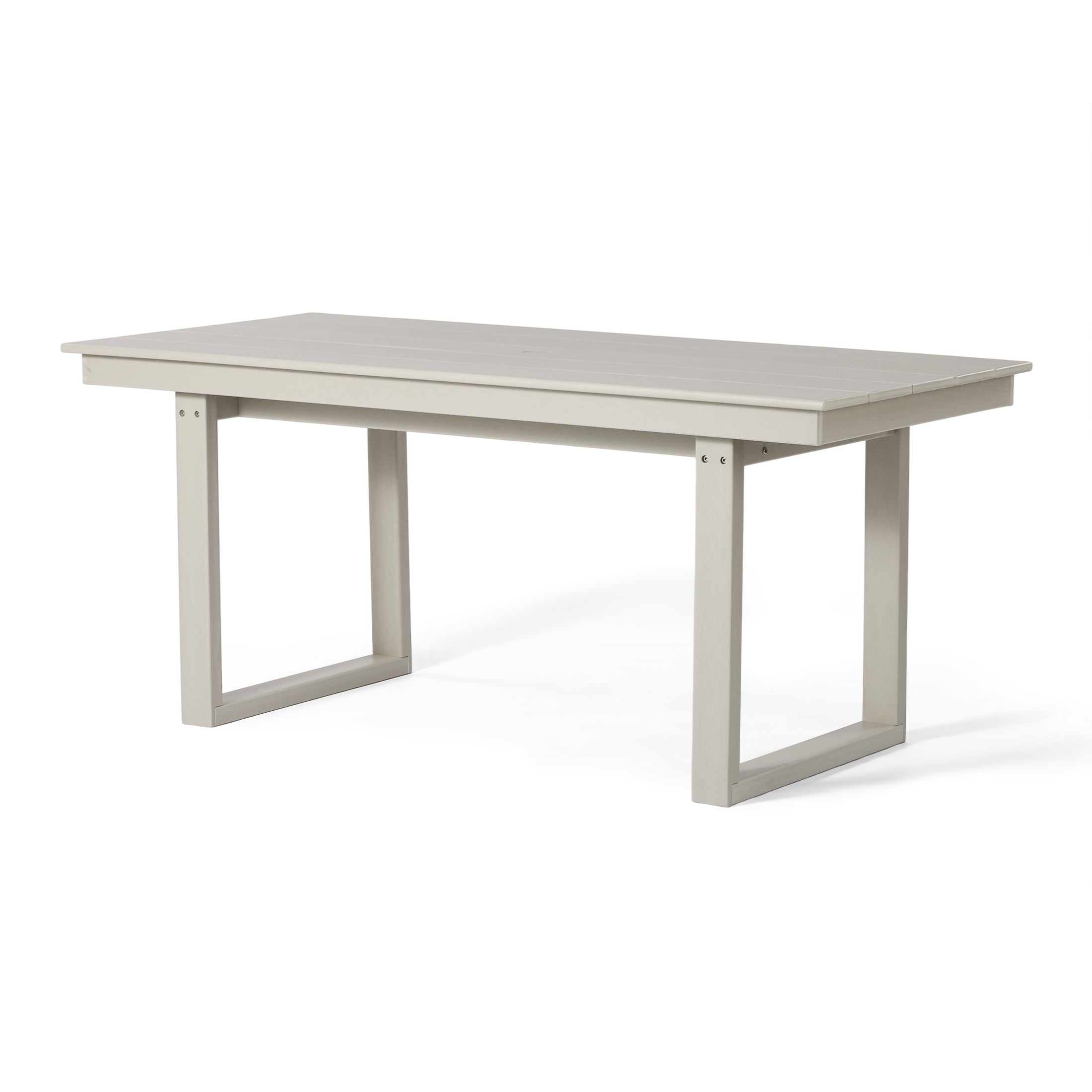 Paloma 68" Outdoor HDPE Modern Rectangular Patio Dining Table With Umbrella Hole