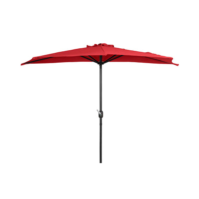 Lanai 9 ft. Aluminum Half Market Crank Lift Patio Umbrella with Black Round Base