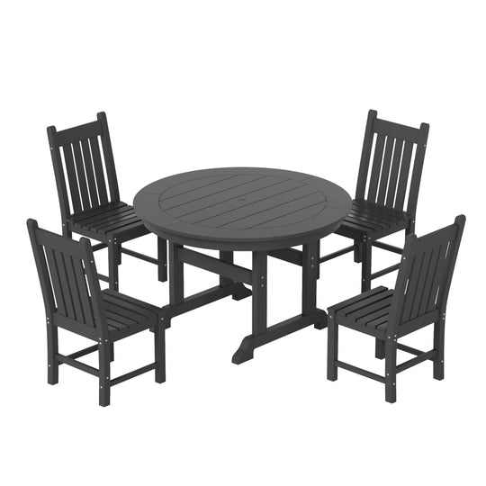 Malibu 5 Piece Outdoor Patio Dining Set Outdoor Round Table and Chair Set