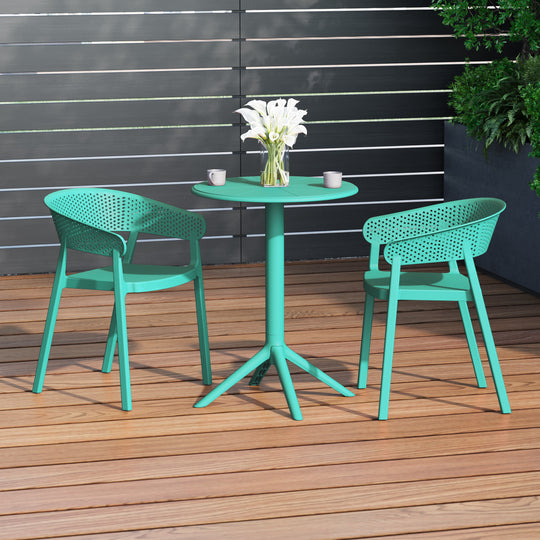 Playa 3-Piece Outdoor Resin Patio Bistro Table Set with Stackable Patio Dining Side Chairs
