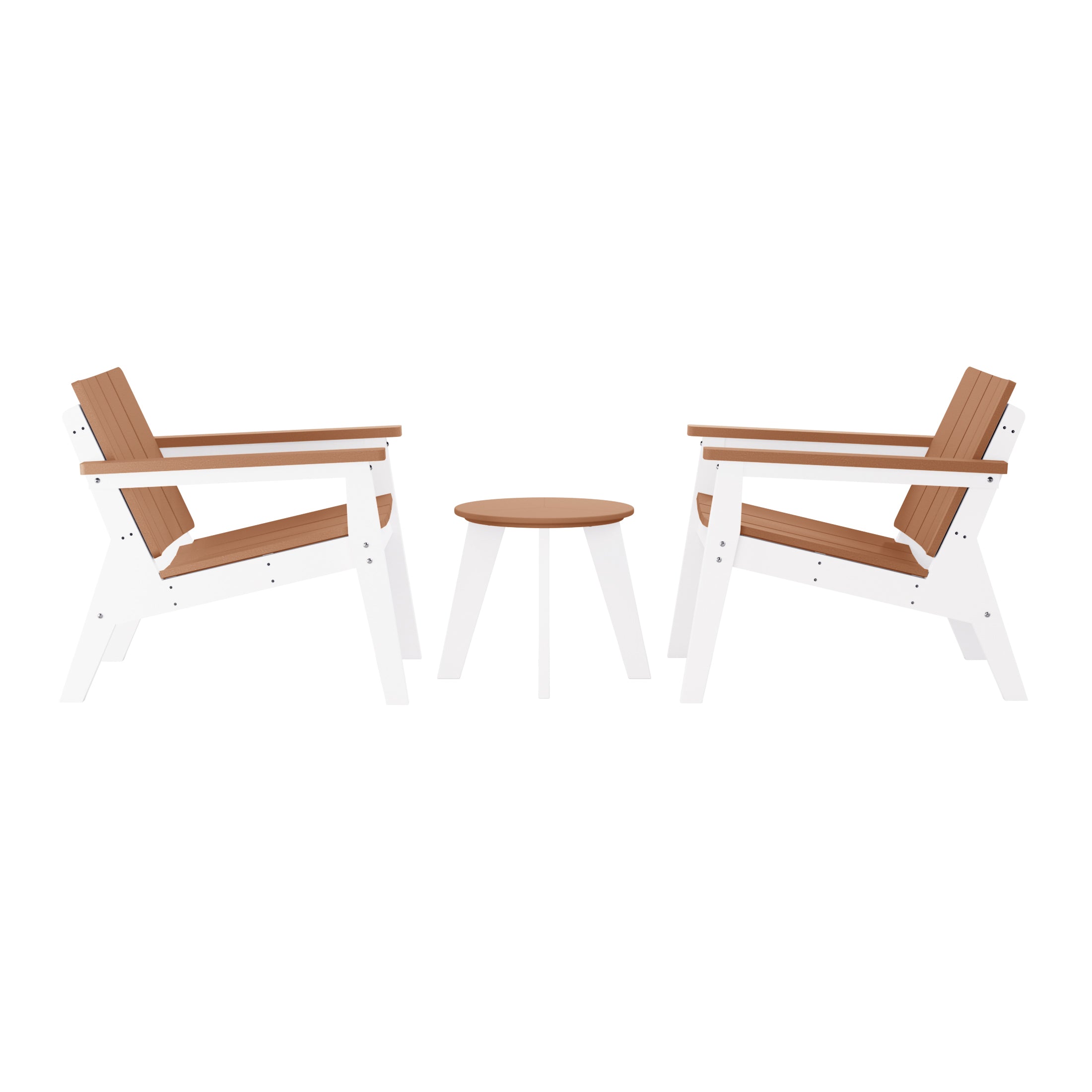 Pacifica 3-Piece Outdoor HDPE Conversation Set with Deep Seating Chairs and Round Side Table