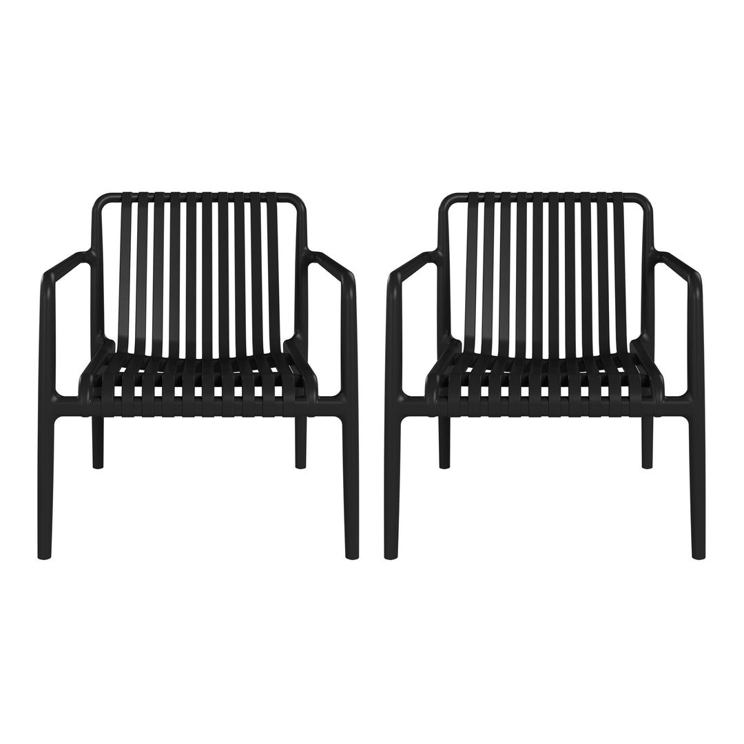 Playa Outdoor Modern Stackable Plastic Patio Club Armchairs (Set of 2)