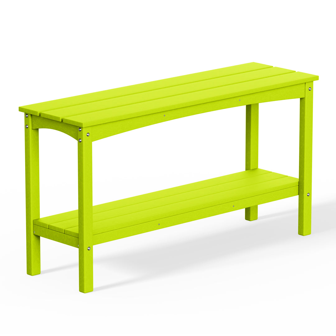 Malibu 55" Outdoor Patio HDPE Adirondack 2-Tier Shelf Console Table