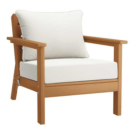 Avalon Outdoor Modern HDPE Patio Club Chairs with Deep Seat Cushions (Set of 2)