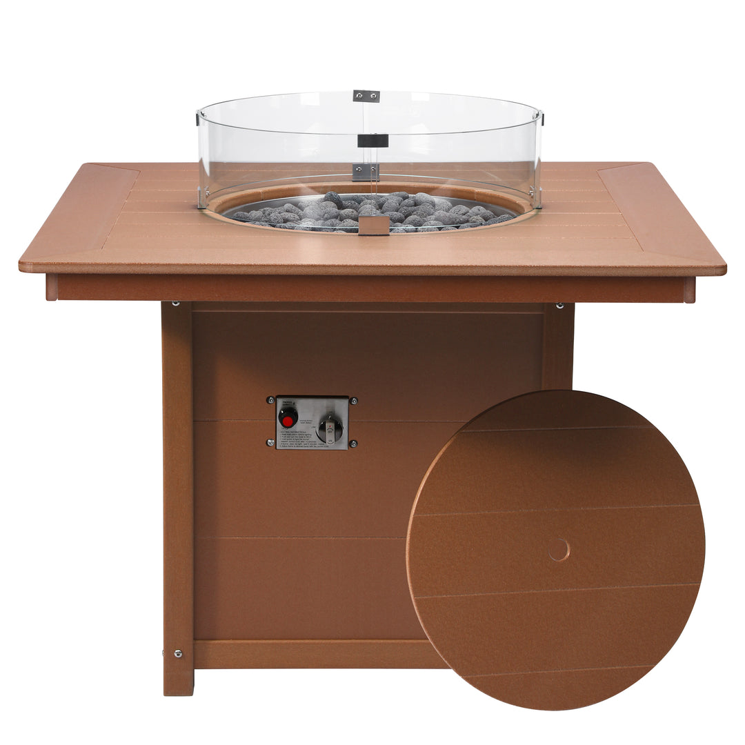 Helios Modern Outdoor Patio Propane 42" Square Fire Pit Table