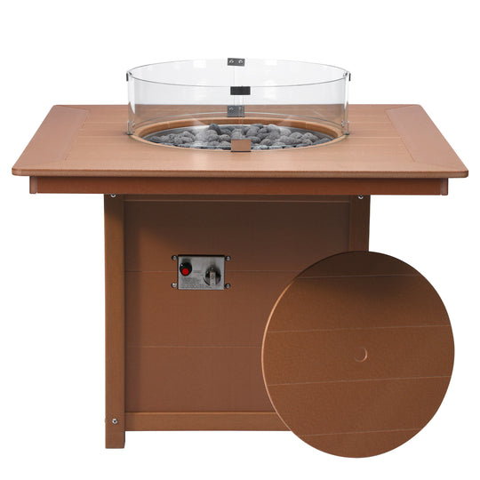 Helios Modern Outdoor Patio Propane 42" Square Fire Pit Table