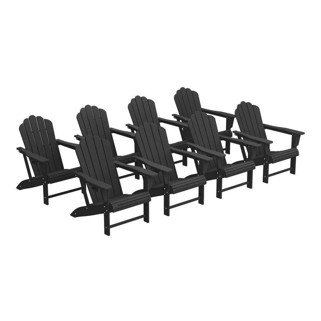 Highland Outdoor Patio HDPE Adirondack Chairs With Cup Holders (Set of 8)