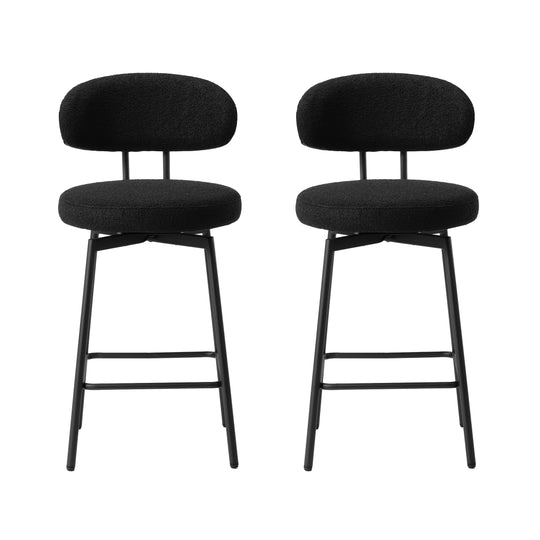 Alexandria Modern Upholstered Sherpa Fabric Counter Height Bar Stools with Back (Set of 2)
