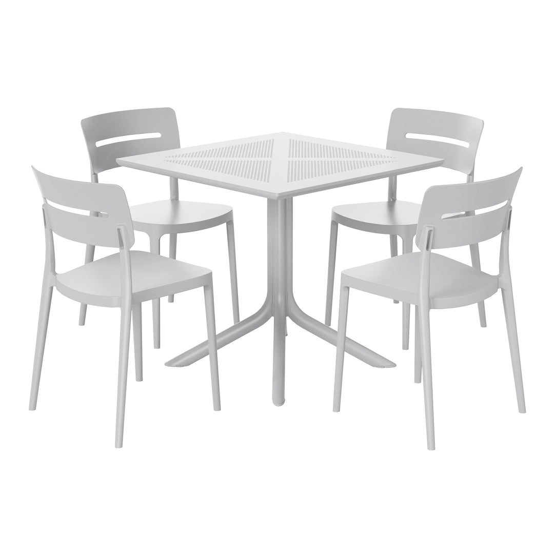 Playa Modern 5-Piece Resin Patio Dining Table Set with Stackable Patio Dining Chairs