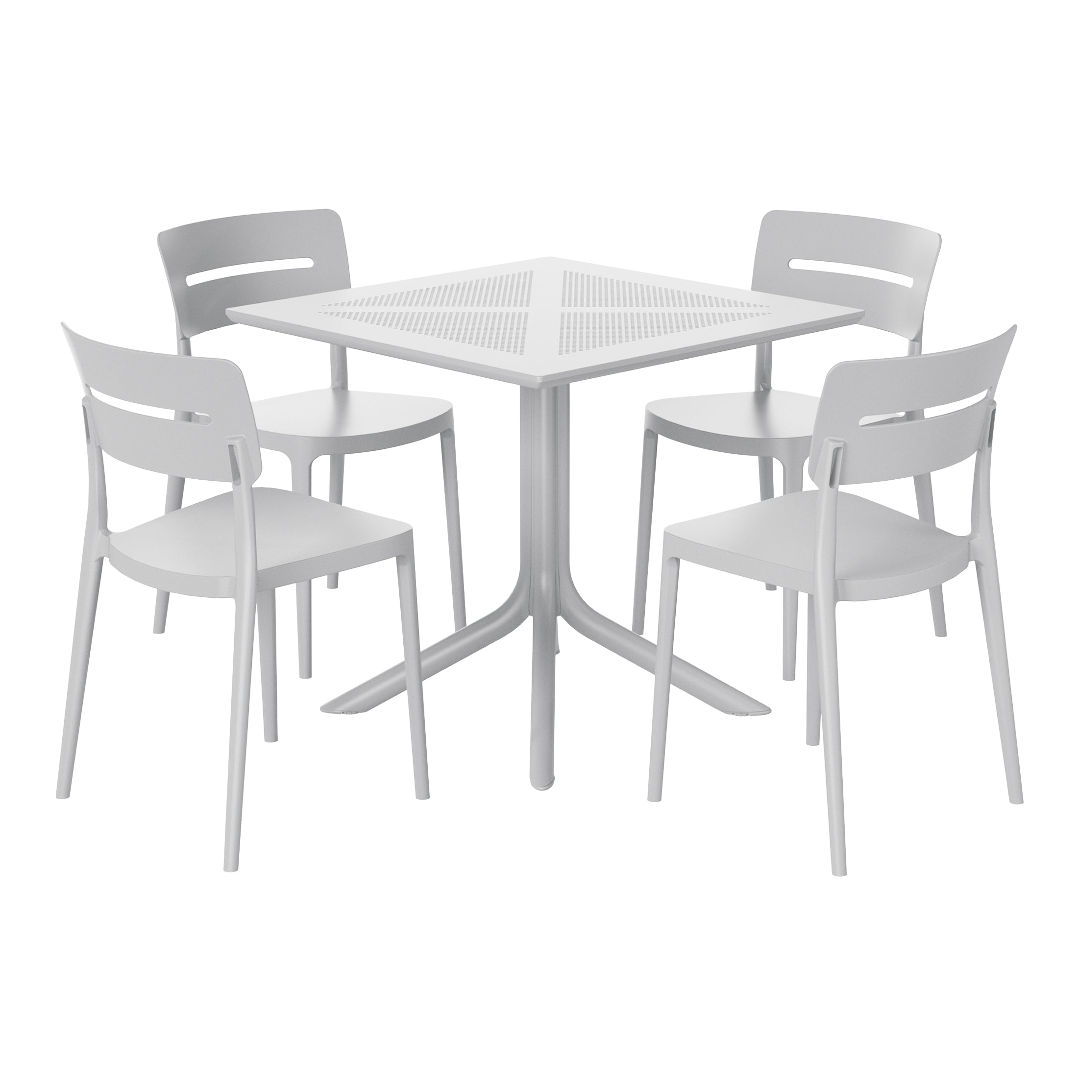 Playa Modern 5-Piece Resin Patio Dining Table Set with Stackable Patio Dining Chairs