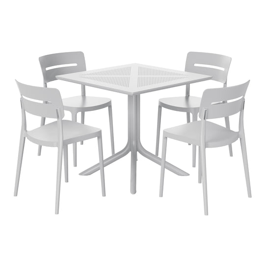 Playa Modern 5-Piece Resin Patio Dining Table Set with Stackable Patio Dining Chairs