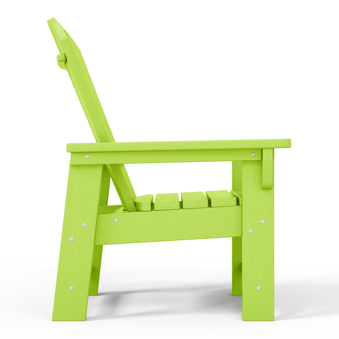 Malibu 2-Piece Kids Outdoor HDPE Adirondack Chair With Square Side Table Set