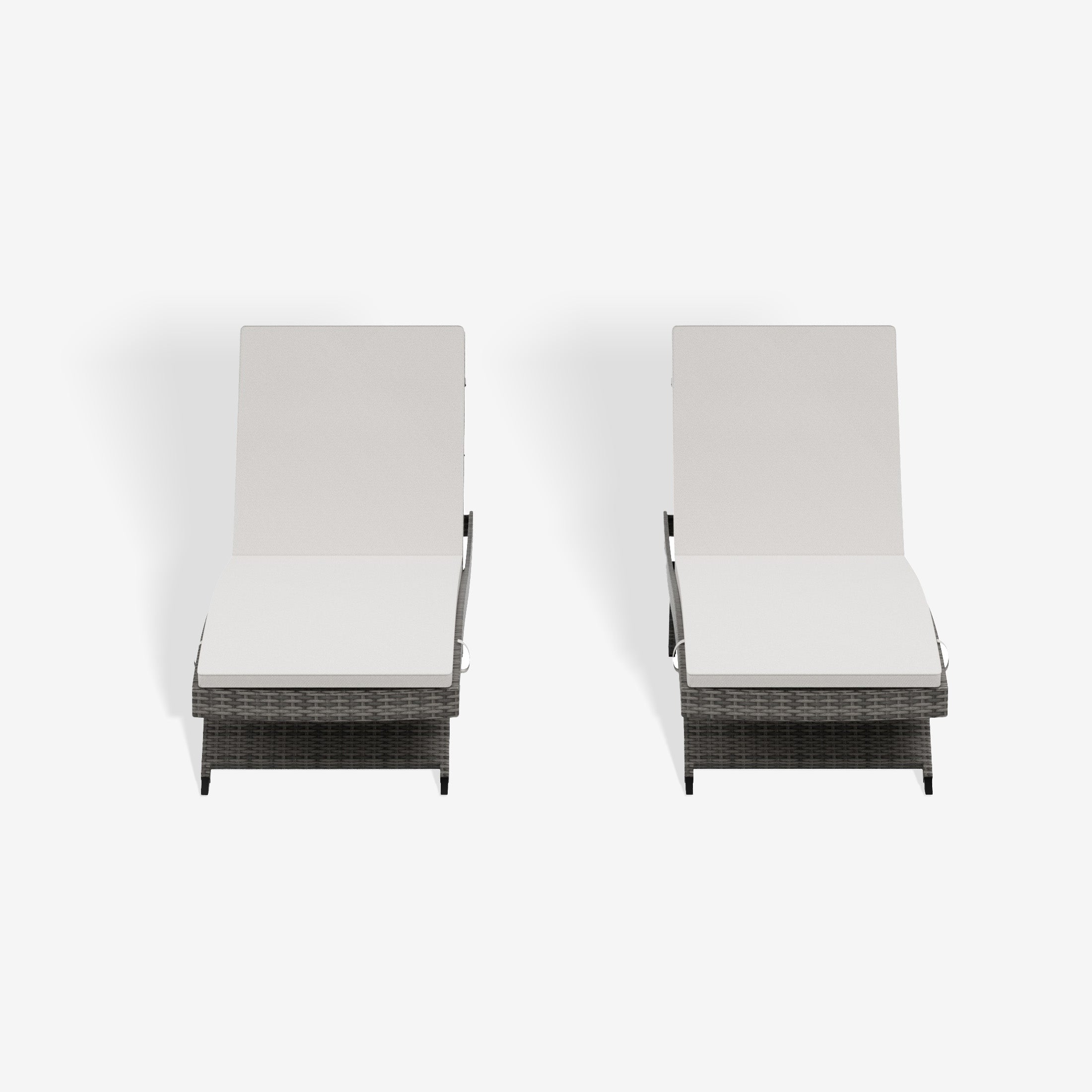 Somerset Grey Rattan Wicker Outdoor Chaise Lounge with Cushion (Set of 2)