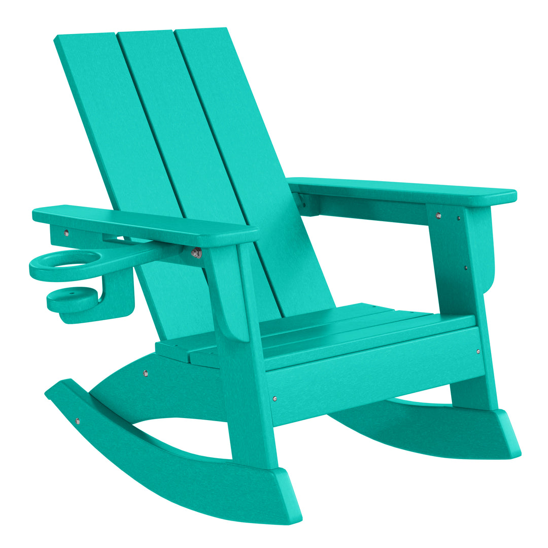 Ashore Outdoor HDPE Plastic Preschool Toddler Modern Adirondack Rocking Chairs (Set of 2)
