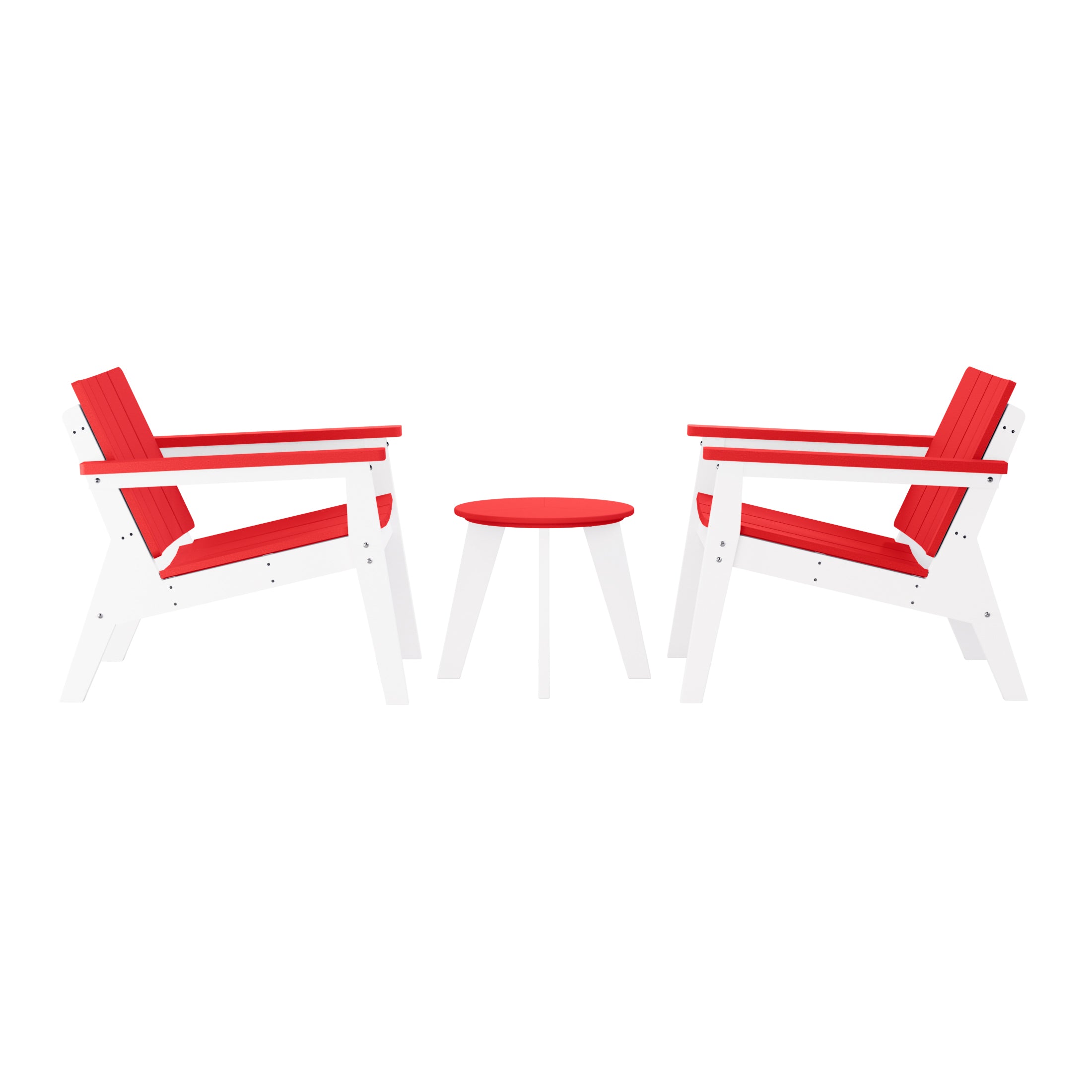 Pacifica 3-Piece Outdoor HDPE Conversation Set with Deep Seating Chairs and Round Side Table