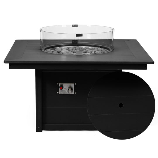 Helios 42" Modern Outdoor Patio Propane Square Fire Pit Table