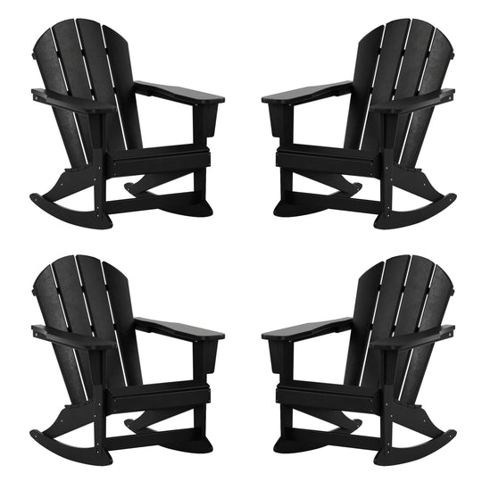 Malibu Outdoor Patio Porch Rocking Adirondack Chair (Set of 4)