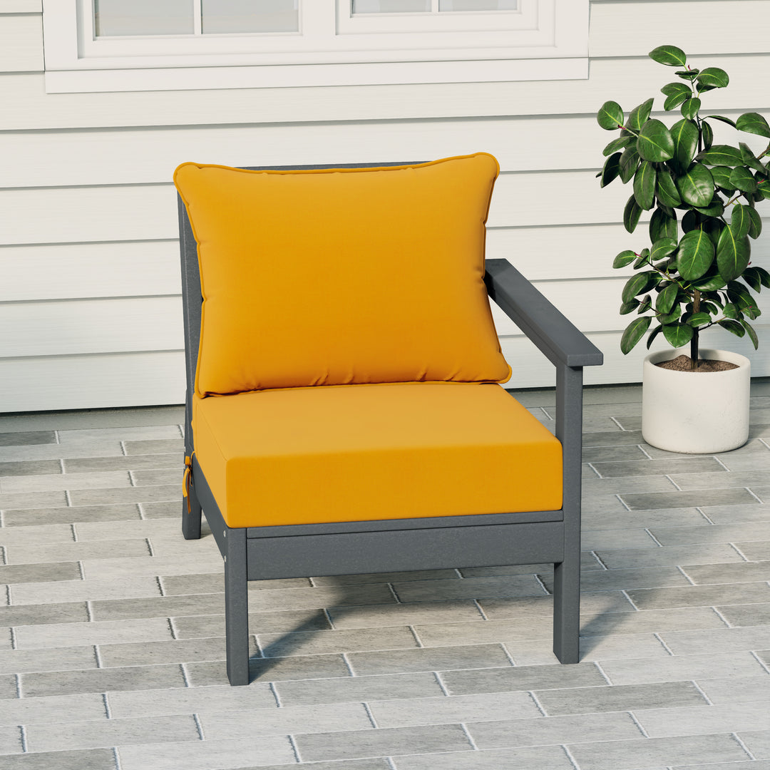 Avalon Outdoor Patio HDPE Right Arm Sectional Corner Club Chair with Patio Cushions