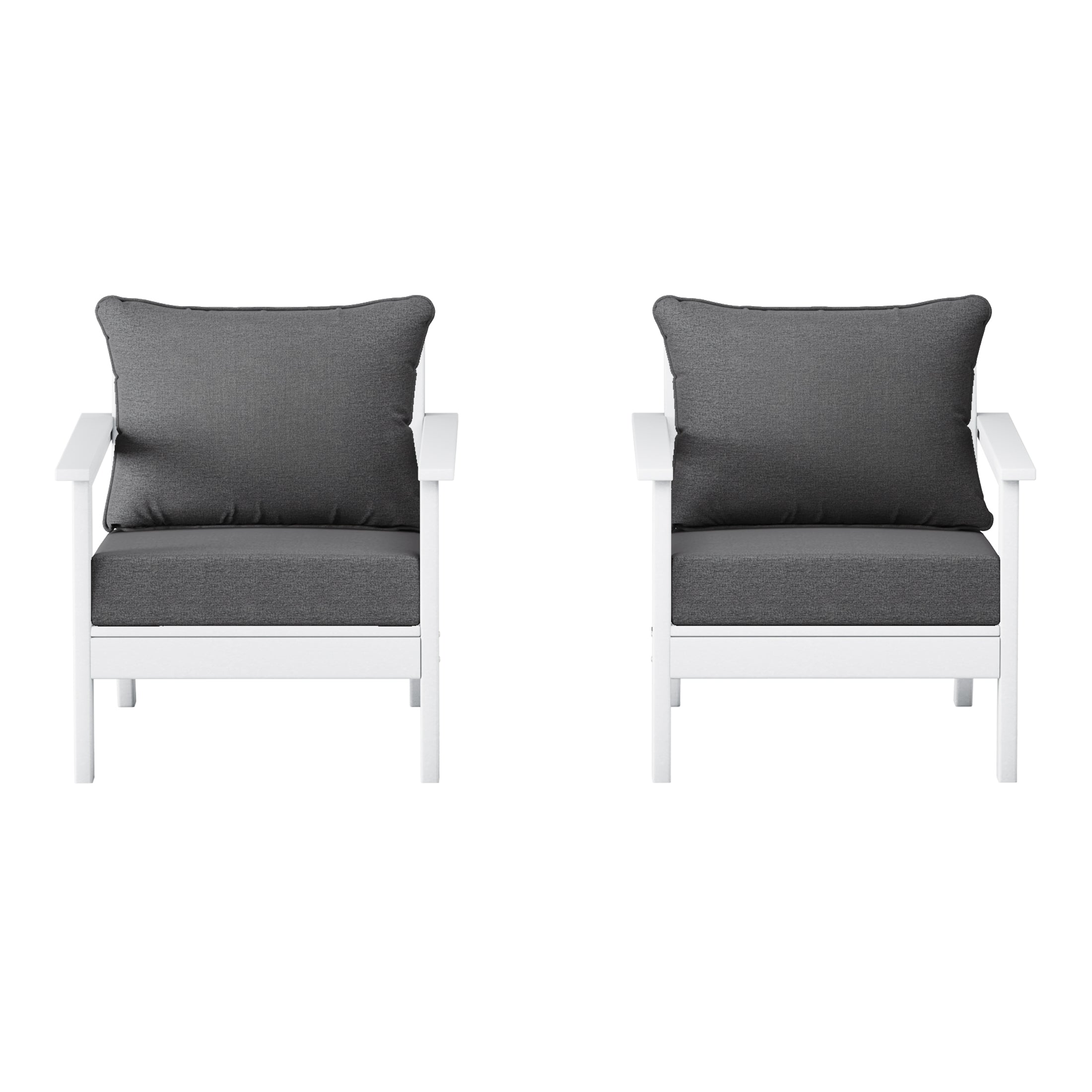 Avalon Outdoor Modern HDPE Patio Club Chairs with Deep Seat Cushions (Set of 2)
