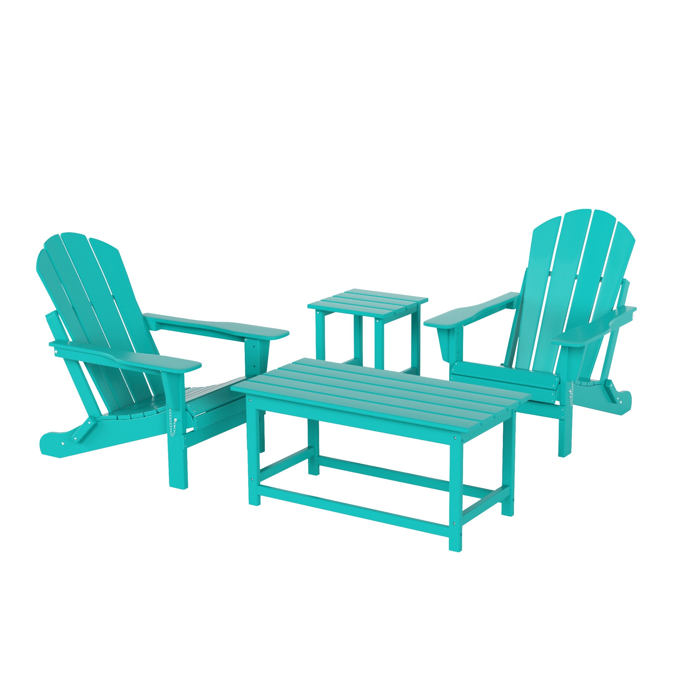 Malibu 4-Piece set Outdoor / Patio Poly Adirondack chairs with a Coffee and a side table ( 2 seater )