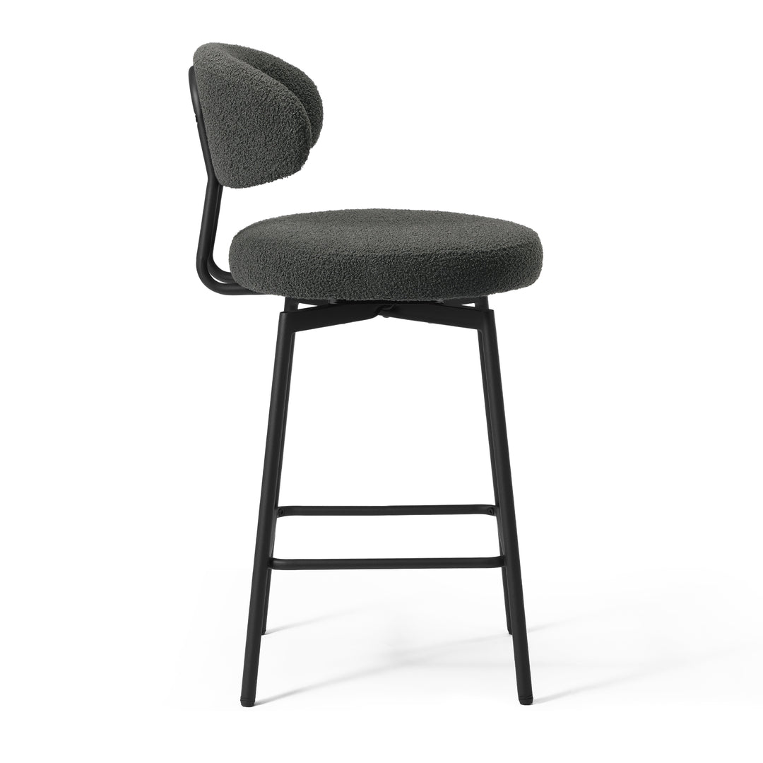 Alexandria Modern Upholstered Sherpa Fabric Counter Height Bar Stools with Back (Set of 2)